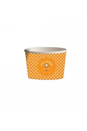 Χάρτινο Κύπελλο Παγωτού 12oz DOT ORANGE (50τεμ)
