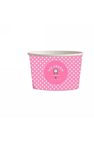 Χάρτινο Κύπελλο Παγωτού 6oz DOT PINK (50τεμ)
