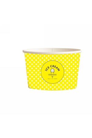 Χάρτινο Κύπελλο Παγωτού 8oz DOT YELLOW (50τεμ)